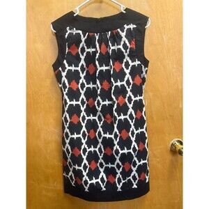 Blu Sage Sleeveless Shift Dress Black White Red Geometric